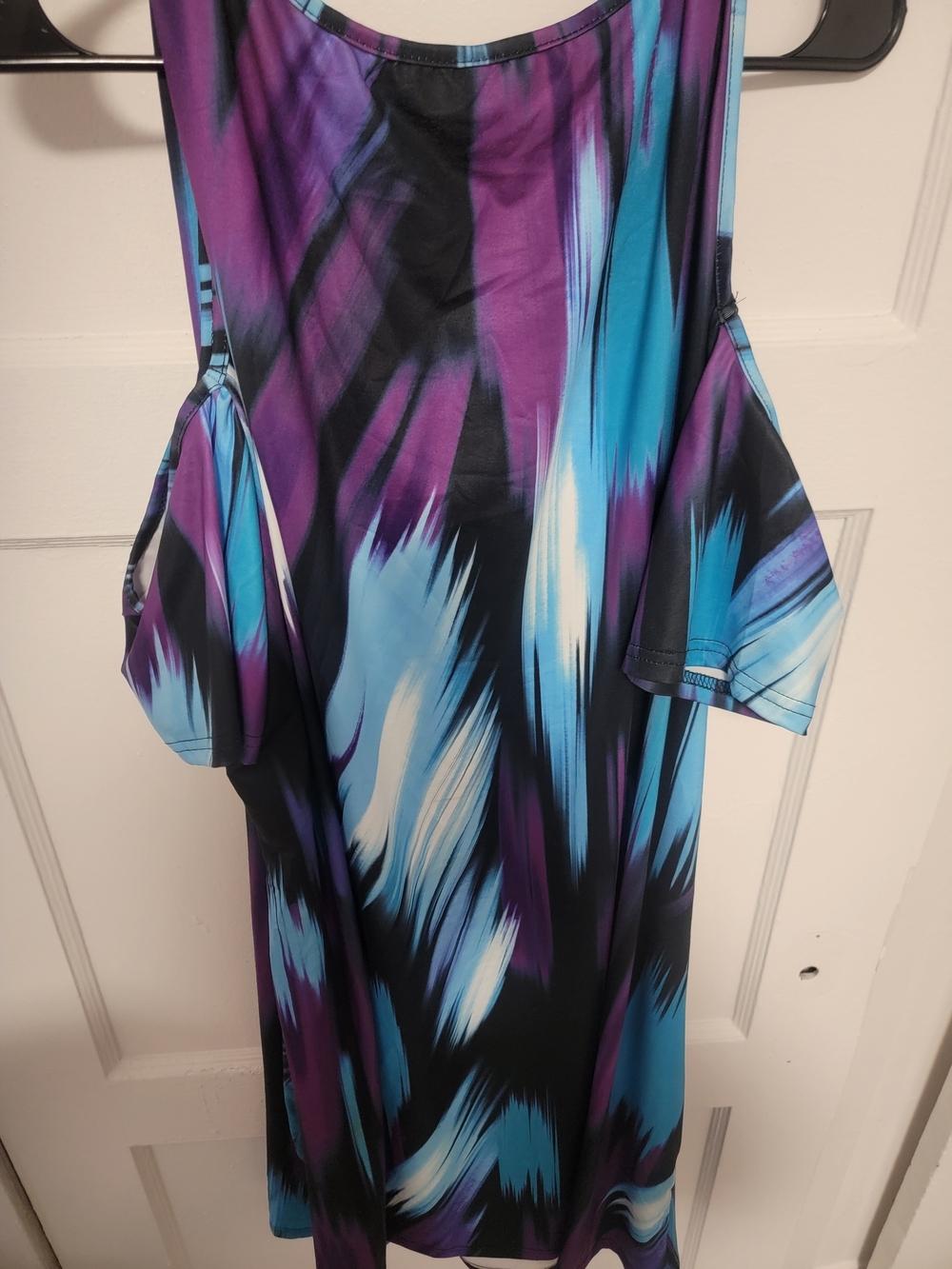 SHEIN Purple Blue Black Abstract Midi Dress